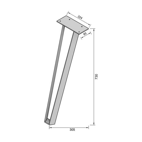 Ніжка - шпилька для столу з металу 224×305mm, H=730mm Білий | Зображення 5