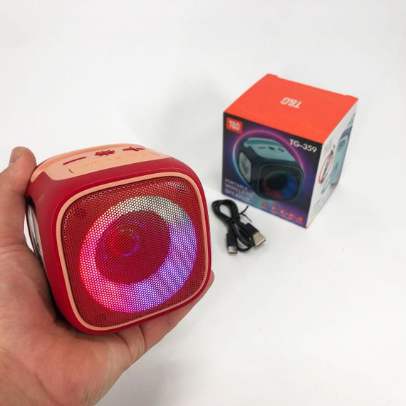 Портативна Bluetooth колонка TG359 7W з RGB підсвічуванням, Гучна блютуз колонка. Колір: червоний | Зображення 1