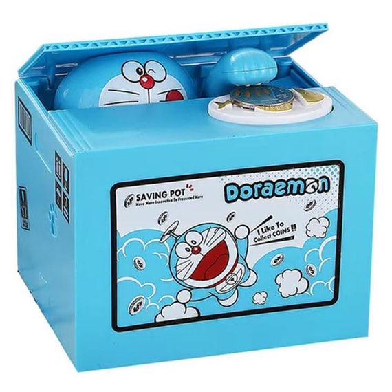 Интерактивная копилка для детей DORAEMON с автоматическим приемом монет | Детская интерактивная копилка DORAEMON для монет на