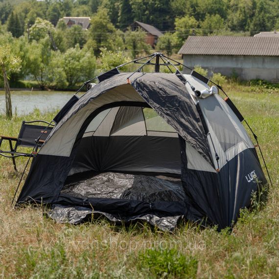 Палатка автоматическая трехместная 2 на 2 (м) кемпинговая туристическая LU-016B Черный | Зображення 1