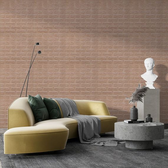 3D панель самоклеюча цегла кава з молоком 700x700x7мм SW-00001800 | Зображення 4