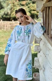 Платье  вышиванка взрослое лен