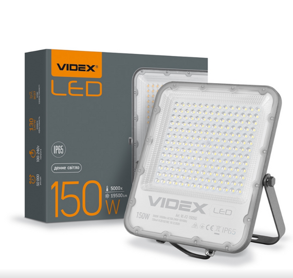 LED Прожектор 150W 5000К 220V сірий VL-F2-1505G Premium Videx
