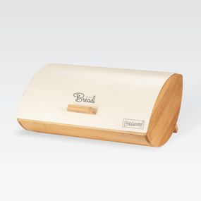 Хлебница деревянная Maestro MR-1775-IVORY бежевая с металлической крышкой