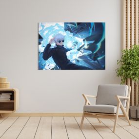 Плакат-постер з принтом Кавун Jujutsu Kaisen Магічна битва Satoru Gojo Сатору Годжо синій A4 ПЛ000788(A4)