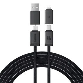 Дата кабель Baseus Versatile Two-for-Two USB/Type-C to Type-C/Lightning 60W (1m) (CB000162) Cosmic Black