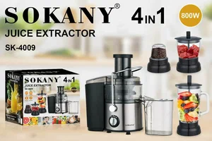 Кухонний комбайн, соковитискач 4в1 SOKANY SK-4009/насадки із високоякісної нержавіючої сталі/MULTIFUNCTIONAL/ніжки-присоски/сріблястий | Зображення 1