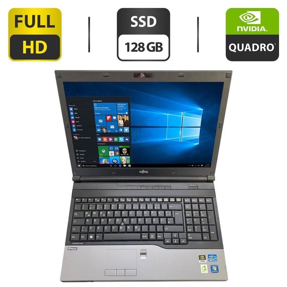 Мобільна робоча станція Б-клас Fujitsu Celsius H720 / 15.6" (1920x1080) TN / Intel Core i7-3720QM (4 (8) ядра по 2.6 - 3.6 GHz) / 16 GB DDR3 / 128 GB SSD / nVidia Quadro K1000M, 2 GB GDDR3, 128-bit / WebCam б/в