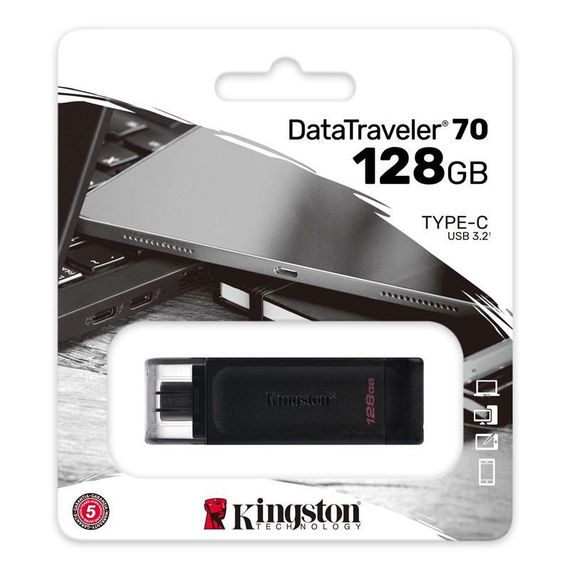 Накопитель Kingston 128GB USB-C 3.2 Gen 1 DT70 (DT70/128GB) | Зображення 2
