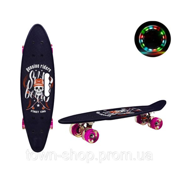 Пенни борд "Skull" 24" Bambi SC20520 с ручкой, PU колеса со светом | Зображення 1