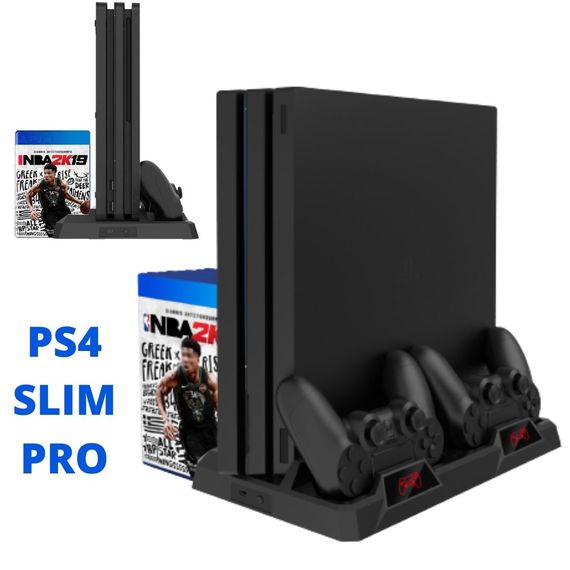 Зарядная док-станция XPRO PSCharger Dobe для PS Playstation 4 / PS4 SLIM / PRO с 2мя вентиляторами и зарядкой для 2-х геймпадов и подставкой на 16 дисков  (102716472_2) | Зображення 7