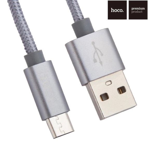 Кабель HOCO X2 USB to Micro 2.4A, 1m, nylon, aluminum connectors,Tarnish | Зображення 2