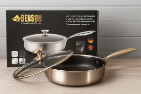 Глибока сковорода із нержавіючої сталі 28 см. Benson BN-588