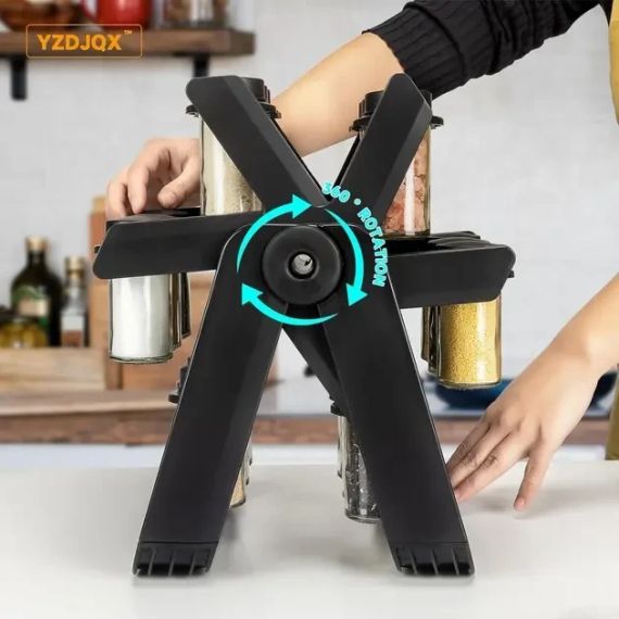 Органайзер для специй и приправ YZDJQX Набор 18 стеклянных емкостей на вращающемся колесе | Зображення 2