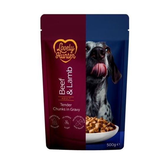 Влажный корм для собак с говядиной и ягненком Lovely Hunter Dog Beef & Lamb, 500 гр