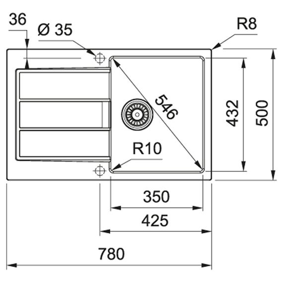 Кухонні мийки Franke Sirius 2.0 S2D 611-78/143.0621.190/ тектонайт/780х500х200/черная (143.0621.190) | Зображення 1