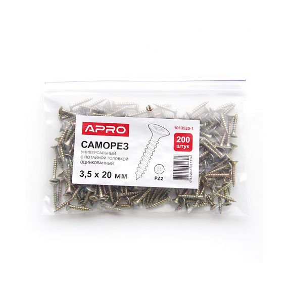 APRO Саморіз універсальний 3,0*16 з потайною головкою цинк жовтий (ящ. 18000шт) 1013516-1-C1 | Зображення 4