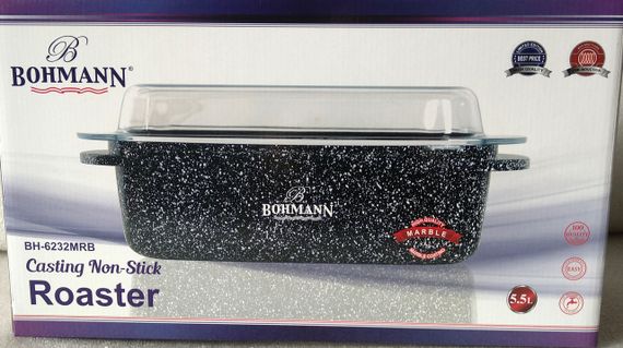 Гусятниця алюмінієва Bohmann BH-6232 MRB, 5.5 л, зі скляною кришкою та антипригарним покриттям | Зображення 6