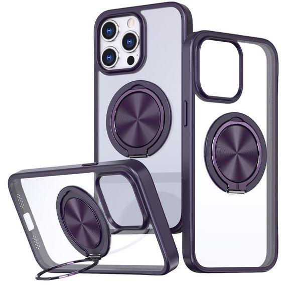 TPU+PC чехол Metal Ring with MagSafe для Apple iPhone 15 Pro Max (6.7") Темно-фиолетовый