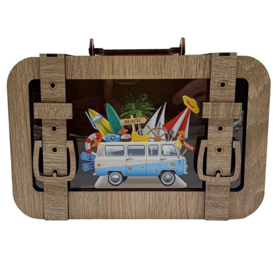 Деревянная копилка чемодан "В путешествие" 3240-15-005 размер 24х17 см