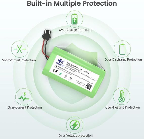 Аккумулятор для робота-пылесоса 14.4 В, 2600 мАч, сменная литий-ионная батарея для Ecovacs, Eufy, Tesvor, Cong | Зображення 3