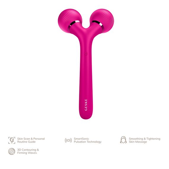 Електронний ультразвуковий ролик для обличчя та тіла GESKE Sonic Facial&Body Roller 4в1 magenta | Зображення 1