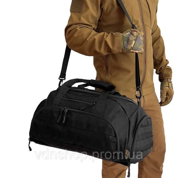 Тактична дорожня сумка-рюкзак 2 в 1 — зміцнена, універсальна чорна DU-21 | Зображення 5