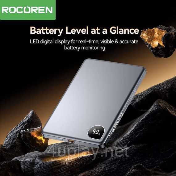 Беспроводной магнитный повербанк Rocoren MagSafe Magnetic PowerBank 10000mAh 20W Grey | Зображення 2