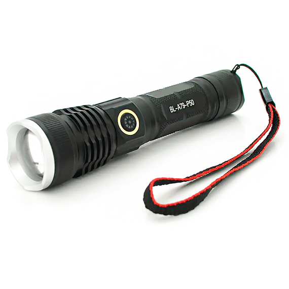 Фонарь ручной сверх яркий BL-A79-P50, 1х18650, Zoom, ЗУ Type-C