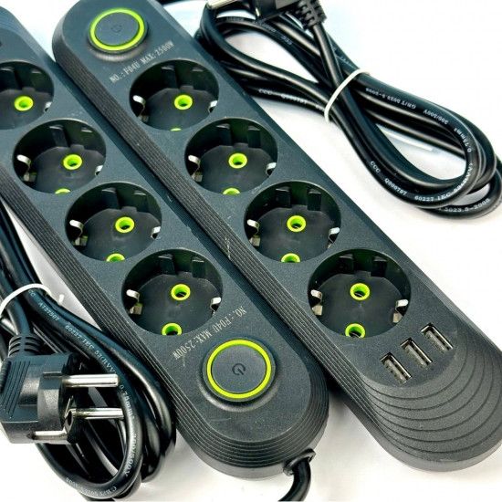 Сетевой фильтр-удлинитель 4 розеток 3USB 2500W | Зображення 1