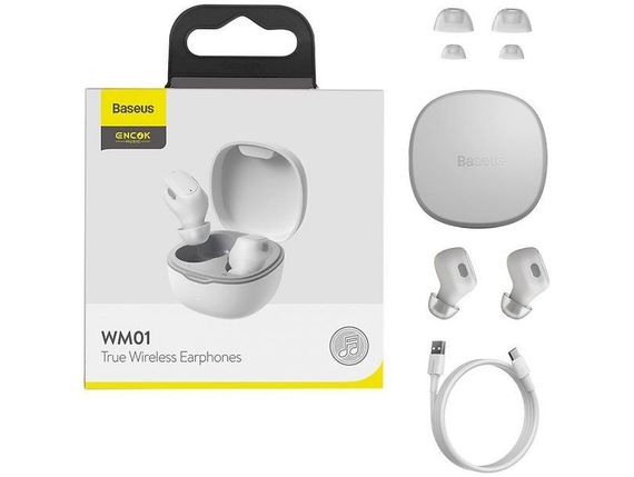 БЕСПРОВОДНЫЕ НАУШНИКИ BASEUS WM01 ENCOK TRUE (WHITE/BLACK) BLUETOOTH ГАРНИТУРА | Зображення 2