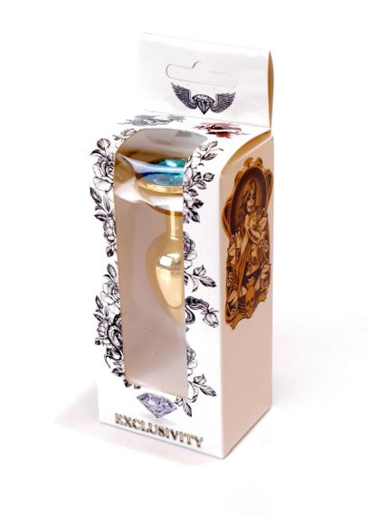 Анальна пробка - Jewellery Gold Plug Light Blue | Зображення 6