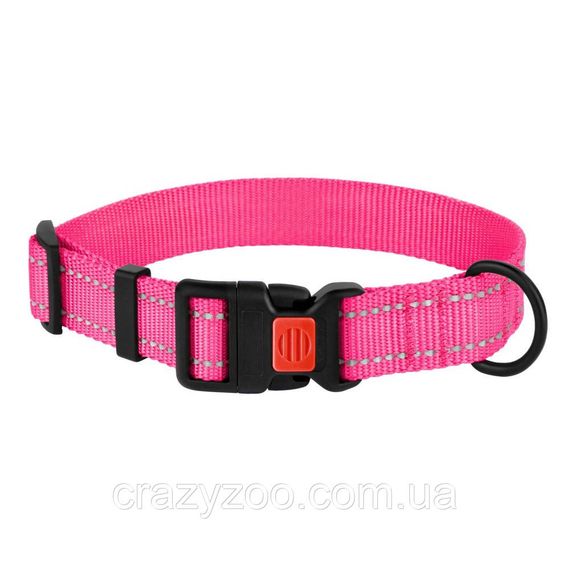 Ошейник для собак BronzeDog Active светоотражающий нейлон, с пластиковой пряжкой розовый М 51/1306