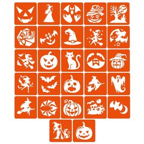Набір трафаретів для біо-тату "Хелловін №2" Hallowween-2-27, 27 трафаретів 5х5 см