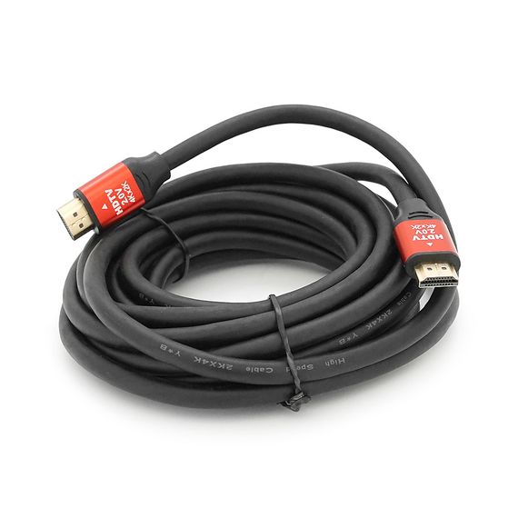 Кабель Merlion HDMI-HDMI V-Link High Speed 5.0m, v2,0, OD-8.2 mm, круглий Black, конектор Red, (Пакет)