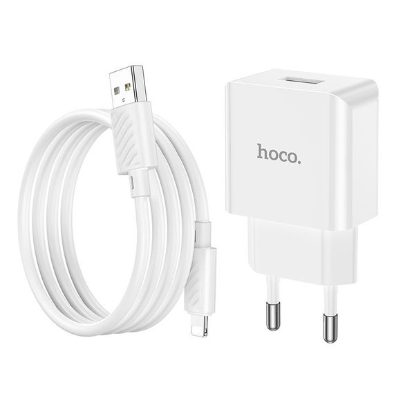 МЗП Hoco C106A Leisure 10.5W (1USB-A) + кабель USB to Lightning White | Зображення 6