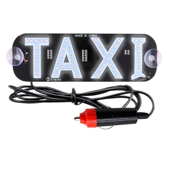 LED такси шашка светодиодная табличка TAXI подсветка с прикуривателем, белая | Зображення 4