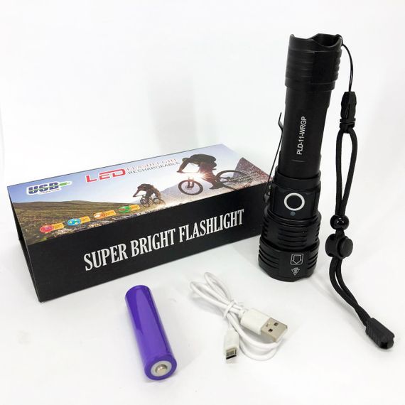 Ліхтар ручний акумуляторний PLD-11-4XPE(RGB), Кишеньковий ліхтар із usb зарядкою, Тактичний ліхтар police | Зображення 1