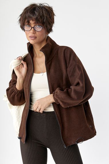 Флісова кофта на блискавці - коричневий цвет, 40р (є розміри) | Зображення 4