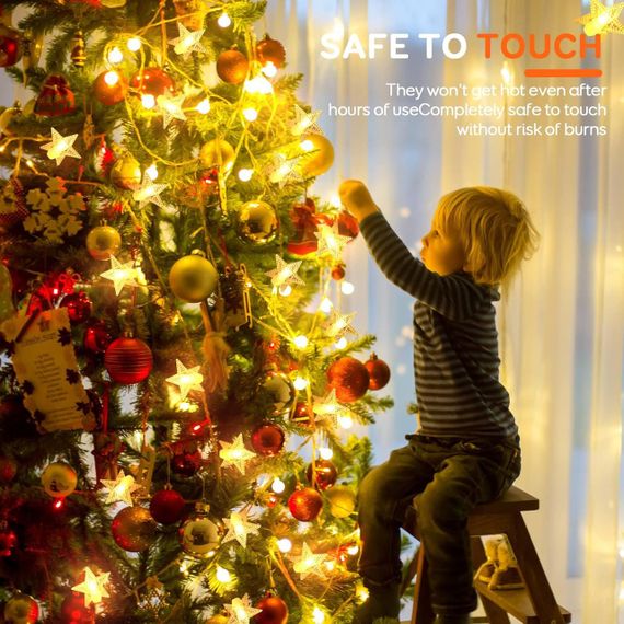 Світлодіодна гірлянда кульки та зірки AWFLTO 15 м, 120 LED, 8 режимів, пульт, водостійка, для вулиці та дому | Зображення 3