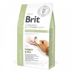Беззерновой лечебный корм Brit VetDiet Diabetes для собак при сахарном диабете, индейка и горох, 2 кг