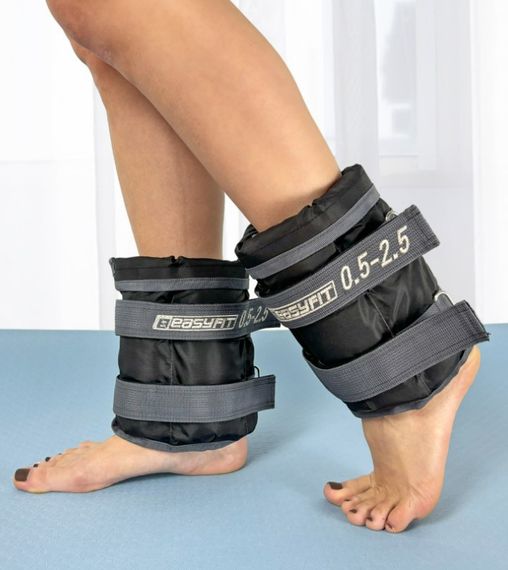 Обтяжувачі EasyFit 0,5-2,5 кг для ніг та рук Чорний-сірий (EF-WHT-0,5-2,5)