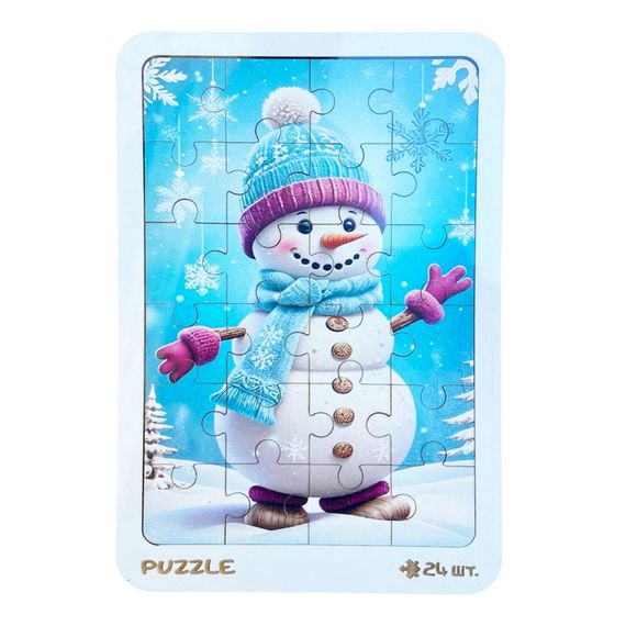Новогодний пазл-вкладыш "Снеговик в перчатках" 3240-19-002, 16х22 см