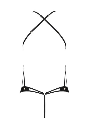 Боді з відкритим доступом Passion TASMINA BODY L/XL black, екошкіра, шнурівки, ажурні мережива | Зображення 3