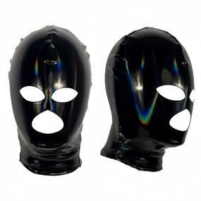 БДСМ маска Black Prism с глянцевым эффектом и молнией сзади XL