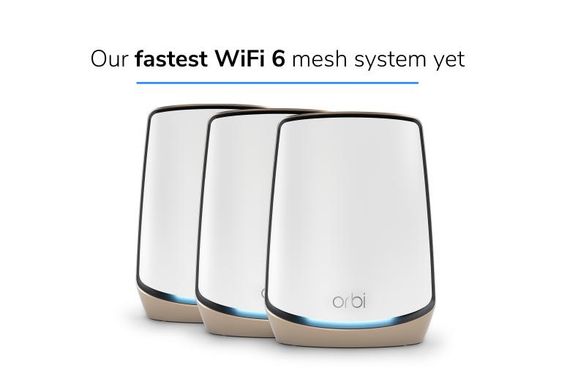 Система WiFi-Mesh NETGEAR Orbi RBK863S AX6000, 3мод, білий (RBK863S-100EUS) | Зображення 1