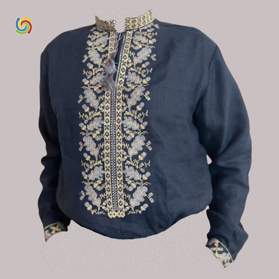 Рубашка Украинская вышиванка  444305312 цвет синий размер XS/S