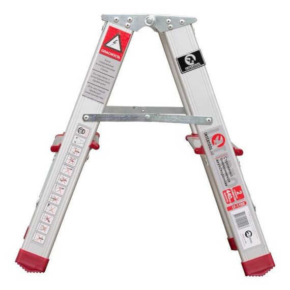 Стрем'янка алюмінієва двостороння, 2 сходинки, висота 0,4 м INTERTOOL LT-1102 | Зображення 1