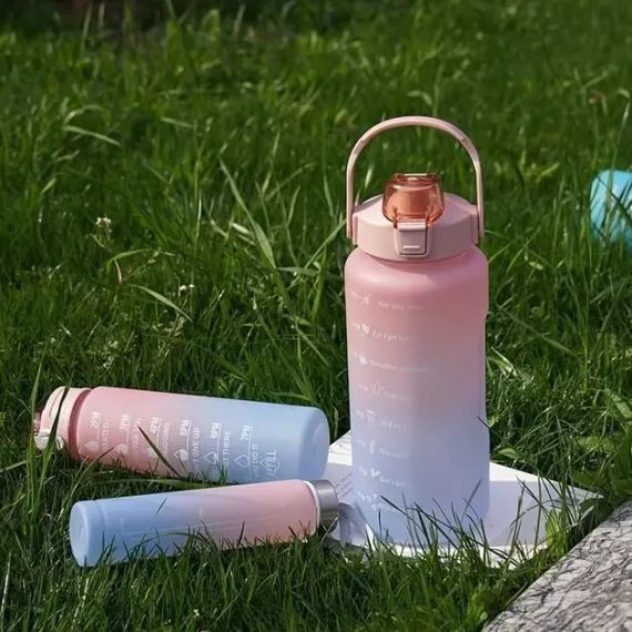 Пляшка для води 3 в 1 Bottle AND264 Рожево-блакитна комплект із 3 спортивних пляшок для води | Зображення 5