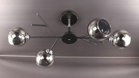 Люстра стельова на 4 лампочки 25019 Чорний 34х35х75 см. | Зображення 1